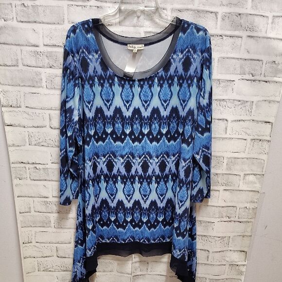Indigo Blue Relaxed Asymmetrical Tunic - Picture 1 of 3